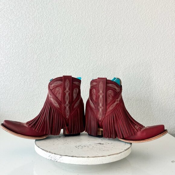 Lane SENITA FALLS Womens Cowboy Bootie 8.5 Red Fringe Western Cowgirl Boots - Picture 7 of 11